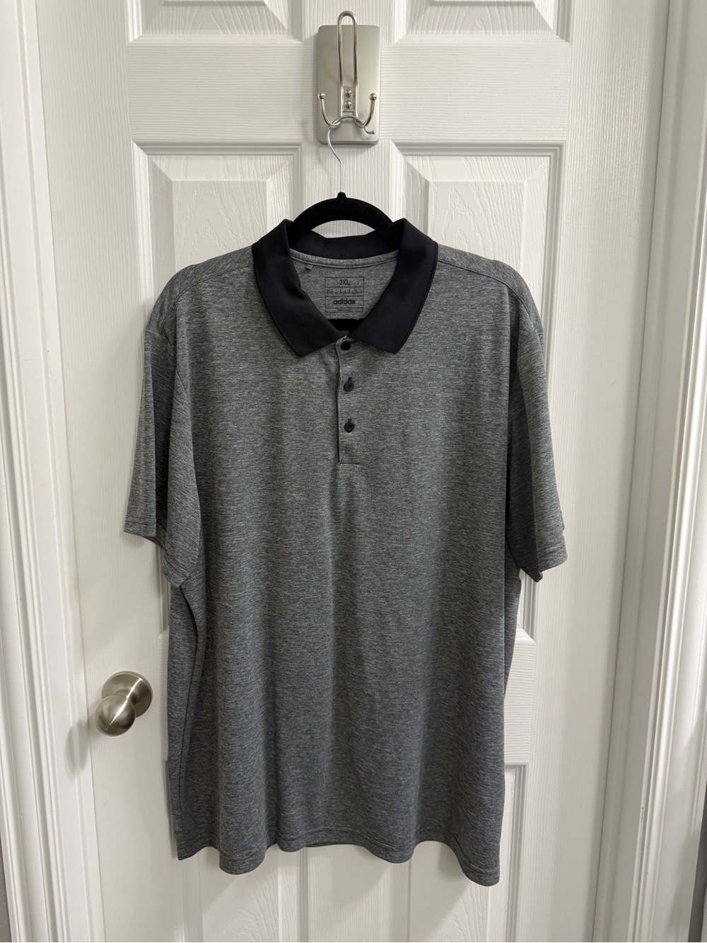 Adidas Golf Men's Gray Polo Shirt with Black Collar